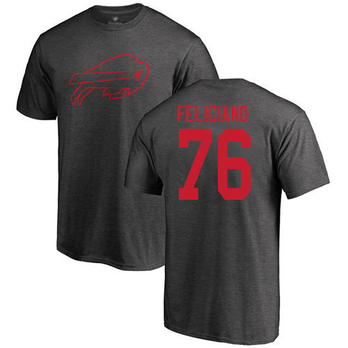 Men NFL Buffalo Bills #76 Jon Feliciano Ash One Color T Shirt->nfl t-shirts->Sports Accessory